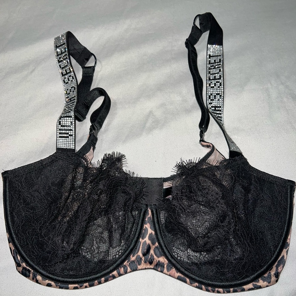 Victorias Secret Unlined Bra with Bling Straps Size 34DD